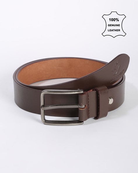Leather Belt with Pin-Buckle Closure
