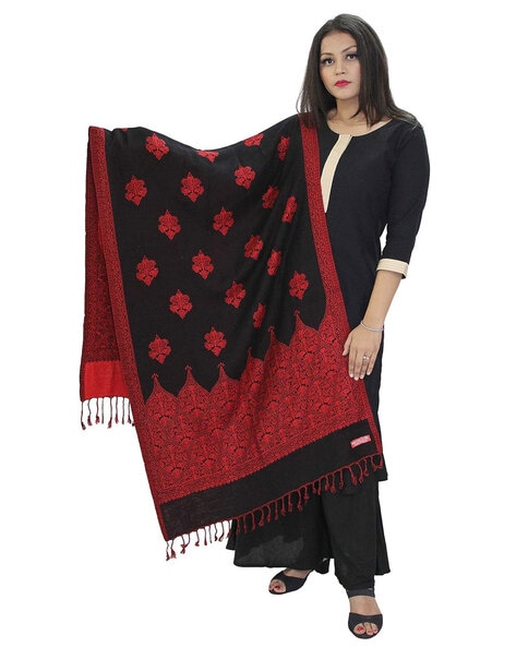 Women Woven Stole with Tassels Price in India