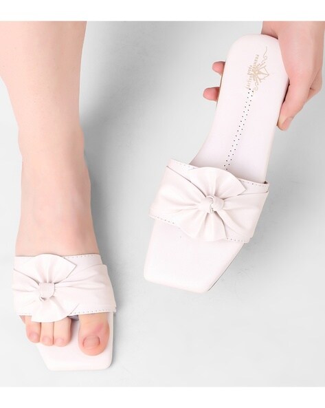 White bow sandals hot sale for womens