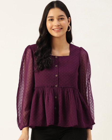 Self-Design Top with Ruffled Hem