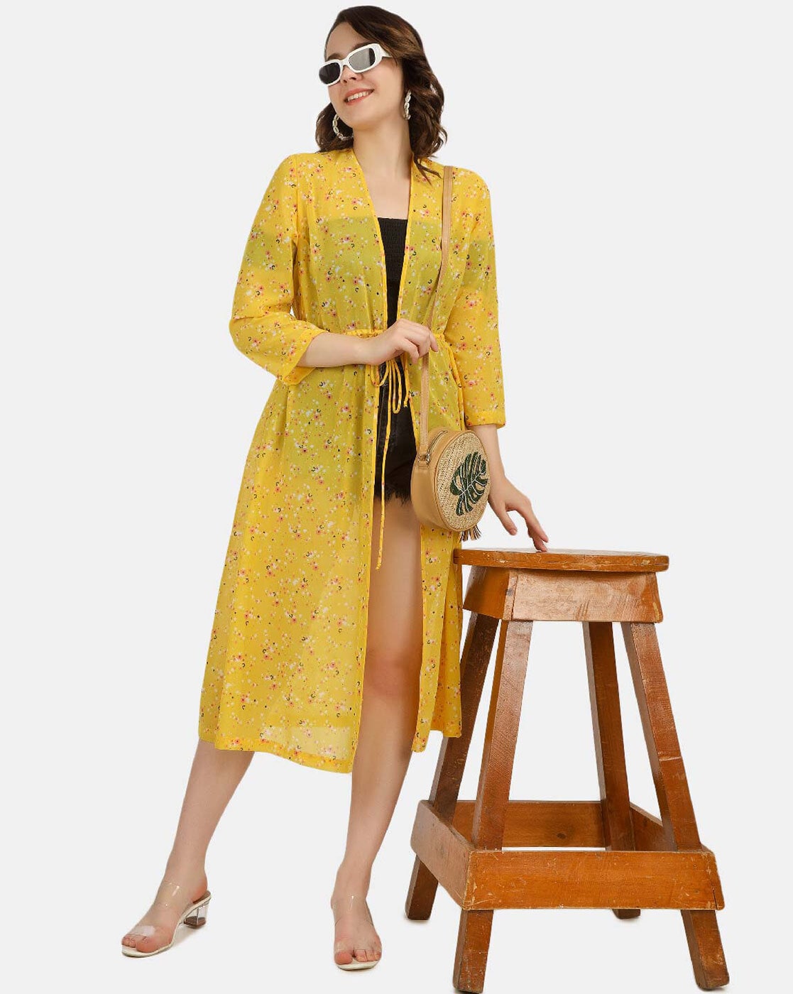 Crop Top Sharara with Shrug Dress In Yellow – Spend Worth Clothing | All  Rights Reserved.