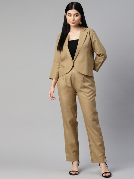 Carrolle Cropped Double Breasted Blazer with Suit Pants Set – 26 INCHI-mncb.edu.vn