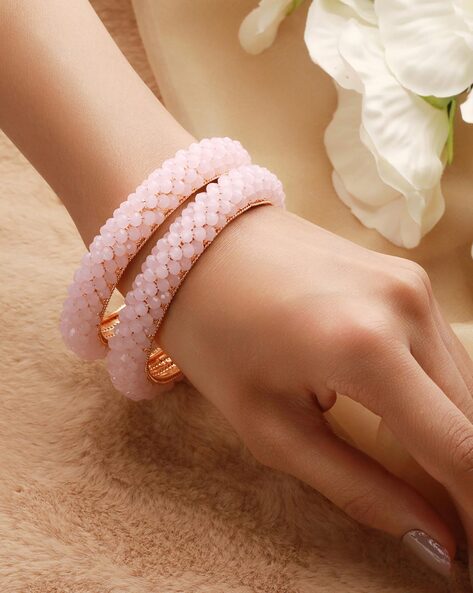 Amazon.com: Precious Jewelry Bangle Natural Rose Quartz Crystal Bracelet  Inner Diameter 56mm: Clothing, Shoes & Jewelry