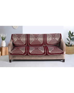 Set of 2 Geometric Woven 3-Seater Sofa Cover & Back Cover-image-16