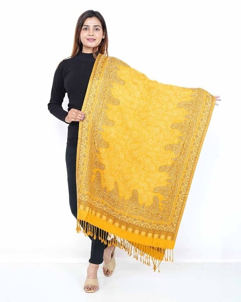 Women Embroidered Stole with Tassles Price in India