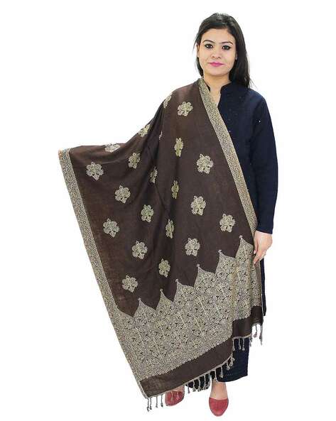 Women Woven Stole with Tassels Price in India