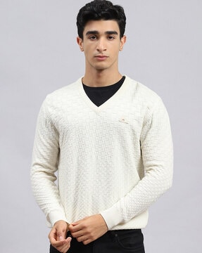 Mens off white 2025 v neck sweater