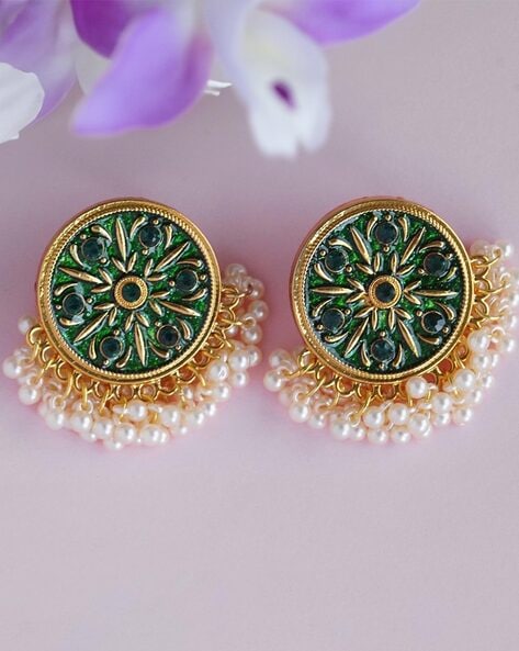 Navratri earrings, handmade jhumka, long jhumka, threads earrings, wedding  jewellery, gujarati jewellery, casual earrings, studs earrings – RIANSH  STORE