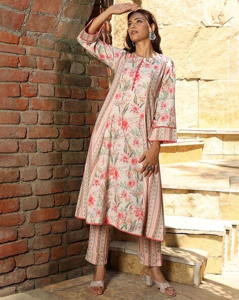 Buy Beige & Maroon Kurta Suit Sets for Women by Jaipur Kurti Online | Ajio .com-saigonsouth.com.vn