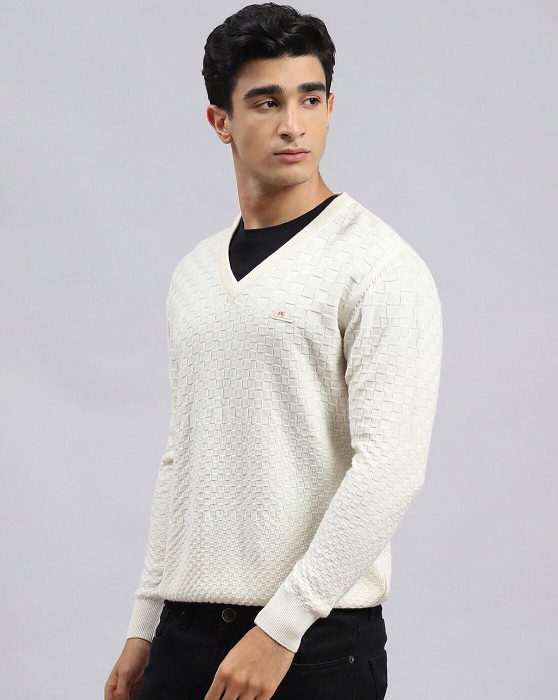 Mens off white outlet v neck sweater