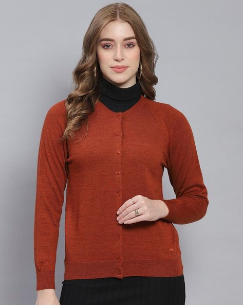 Buy Rust Sweaters Cardigans for Women by MONTE CARLO Online Ajio