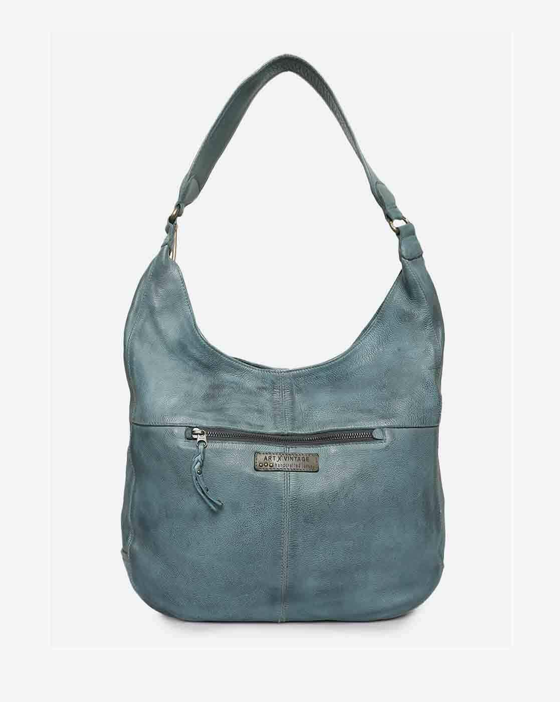 Vintage Navy Leather Top Handle Bag