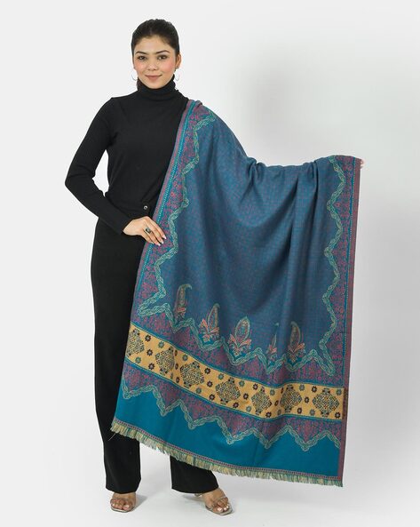 Paisley Pattern Shawl with Fringed Hem Price in India