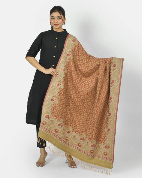 Embroidered Shawl with Tassels Price in India