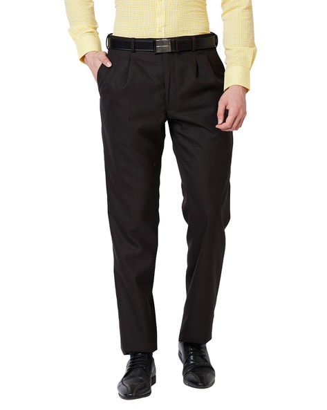 Buy Park Avenue Men Black Checked Mid Rise Formal Trousers - Trousers for  Men 17769344 | Myntra