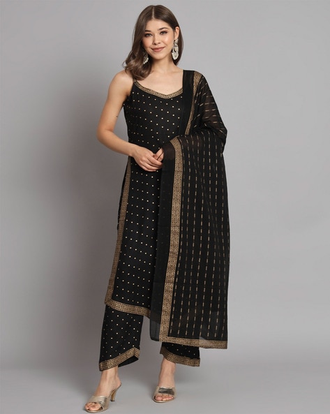Buy Black Sleeveless Cotton Silk Kurti Online in India