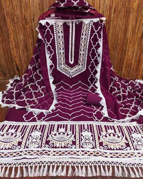 Embroidered Unstitched Dress Material Price in India