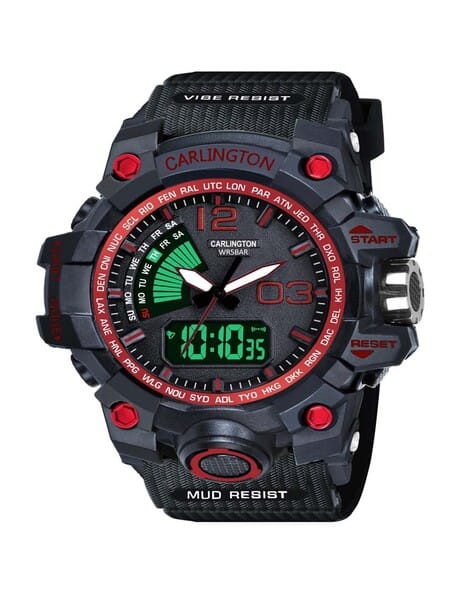 Carlington CT3366 RED Digital Wrist Watch with Tang Buckle