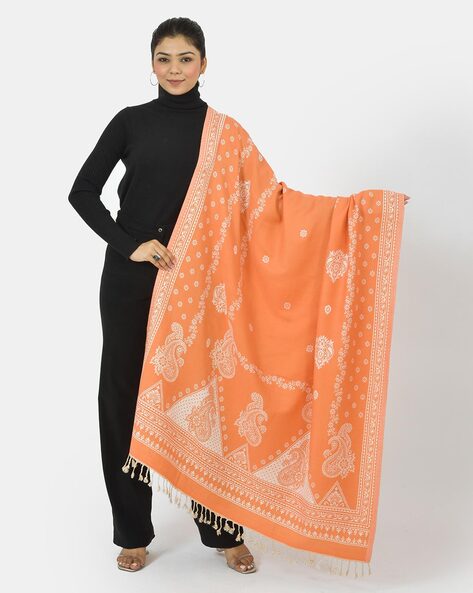 Printed Shawl with Tassels Price in India