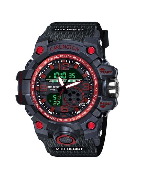 Carlington CT3355 Red Digital Wrist Watch with Tang Buckle