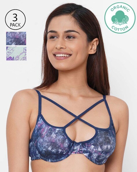 Pack of 3 Printed Seamless T-Shirt Bras