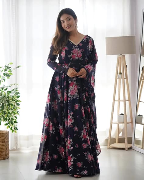 Wedani Floral Print 3-Piece Anarkali Kurta Suit Set