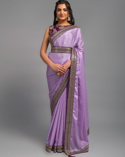 Saree with outlet belt style online