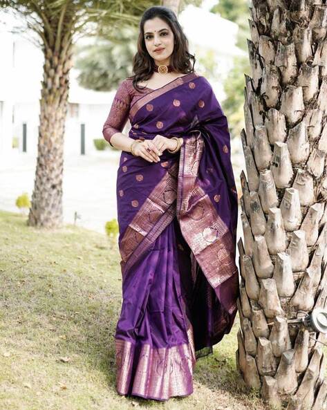 Buy PURPLE Sarees for Women by Indie Picks Online