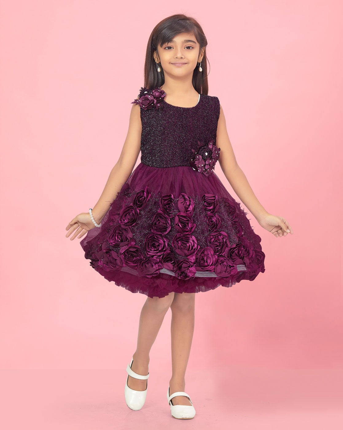 Buy Aarika Girl's Net A-Line Maxi Dress (New_G-12126_Navy Blue-C-Green at  Amazon.in
