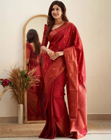 Buy Red Sarees for Women by Indie Picks Online