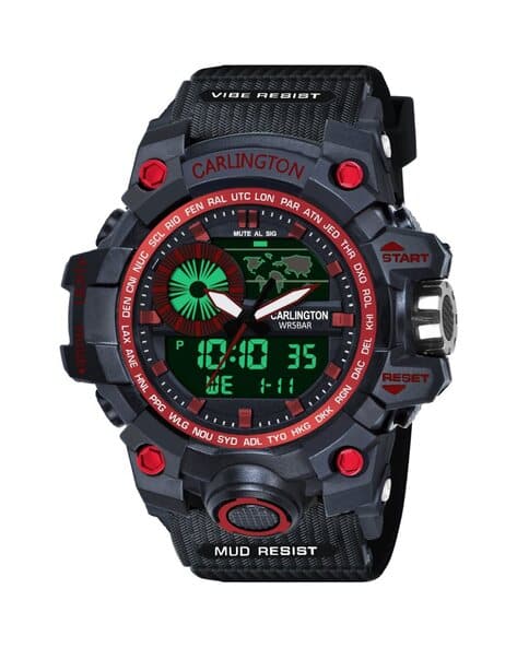 Carlington CT3388 Red Digital Wrist Watch with Tang Buckle