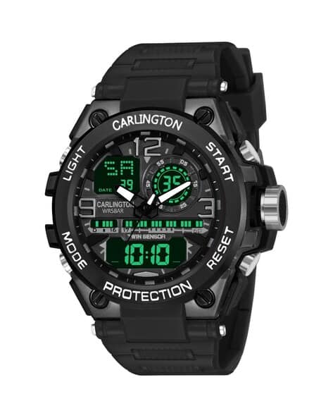 Carlington CT3377 Black Digital Wrist Watch with Tang Buckle