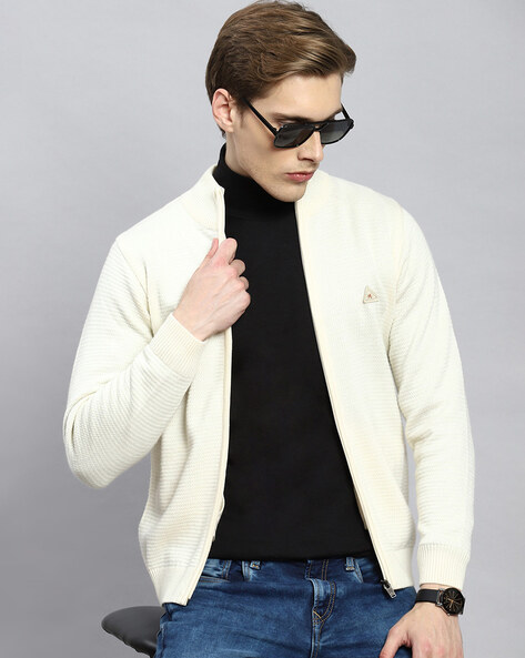 Mens cream cardigan on sale sweater