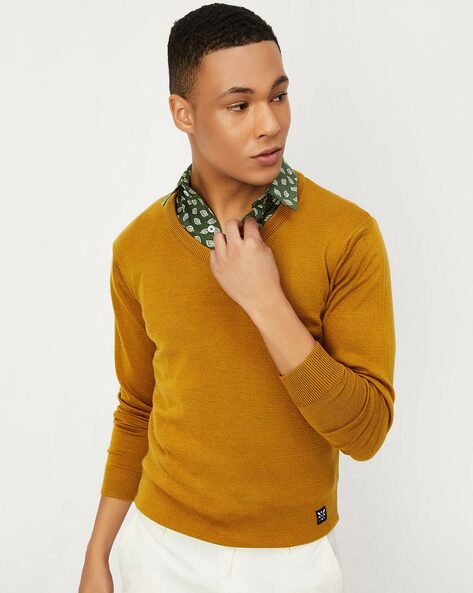 Men's yellow outlet v neck sweater