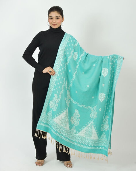 Printed Shawl with Tassels Price in India