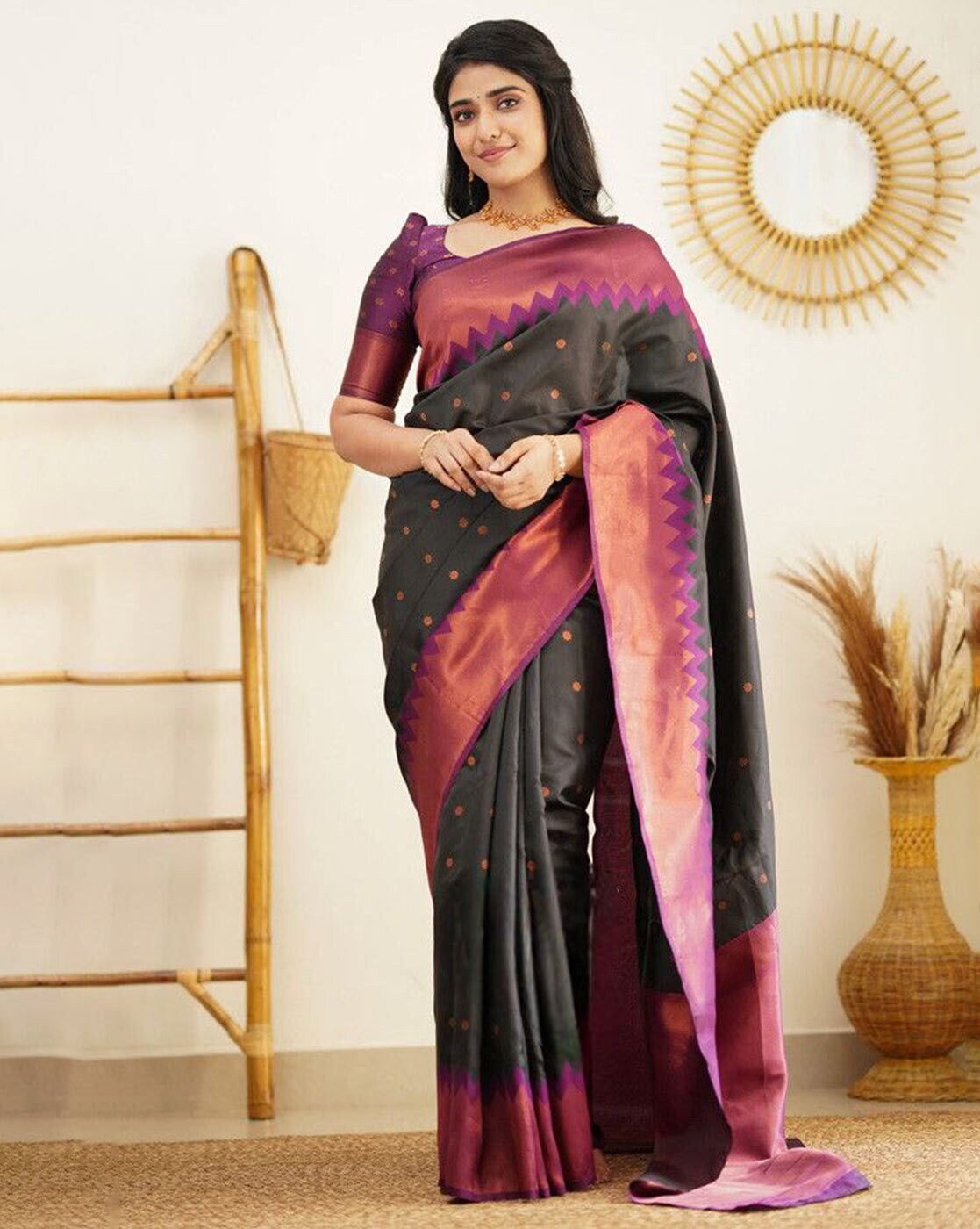 Buy Black Sarees for Women by Fabindia Online | Ajio.com