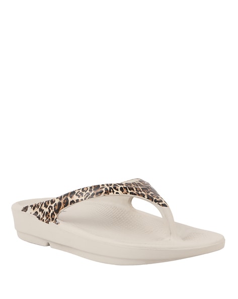 Animal Print T Strap Flip Flops