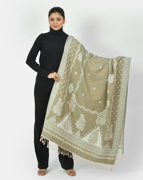 Printed Shawl with Tassels Price in India