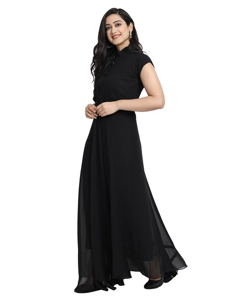 Black anarkali suit | Long gown design, Long frock designs, Anarkali dress  pattern