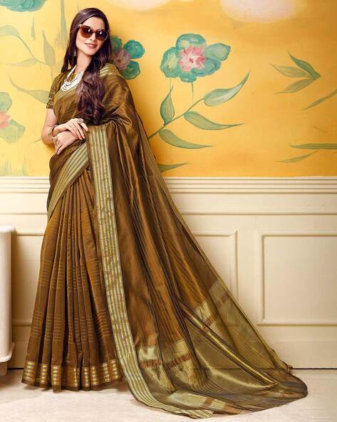 Buy Designer Sarees, Salwar Kameez, Kurtis & Tunic and Lehenga  Choli.Shapely Brown Chiffon Saree