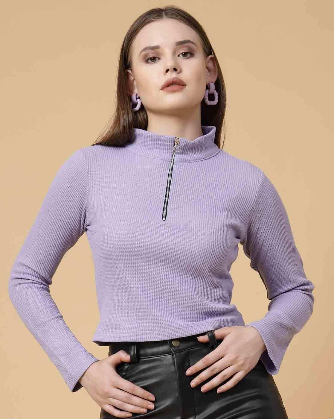 High-Neck Top with Chain Accent
