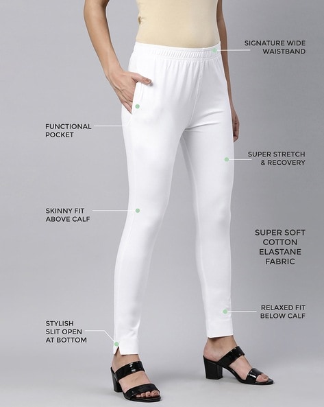 Buy Solid Slim Fit Leggings with Elasticated Waistband