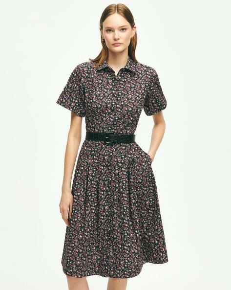 Kate Spade Dandelion Floral Midi Shirtdress sale Black / White 10