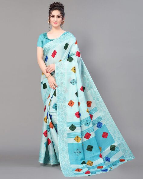 Buy Teal Sarees for Women by Indie Picks Online