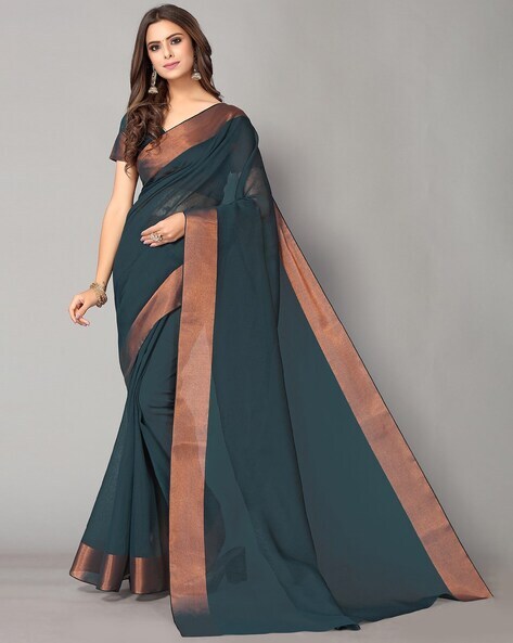 Buy Teal Sarees for Women by Indie Picks Online