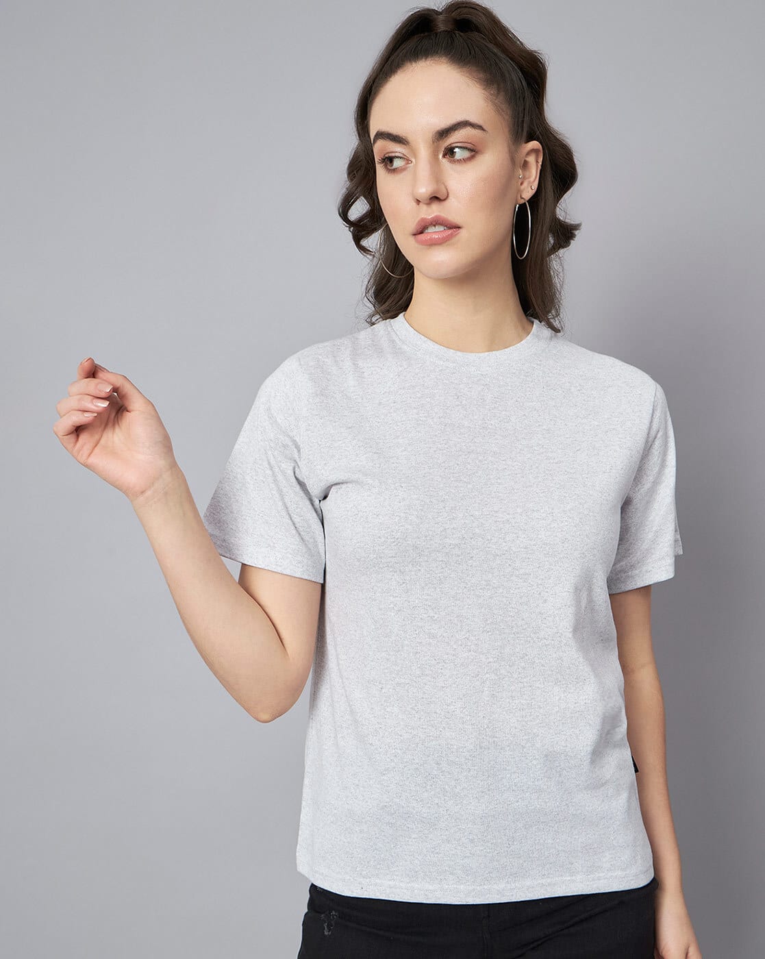 Buy Grey melange Tshirts for Women by The Dry State Online | Ajio.com