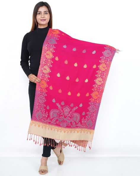 Flower Stole With Contrast Border Price in India