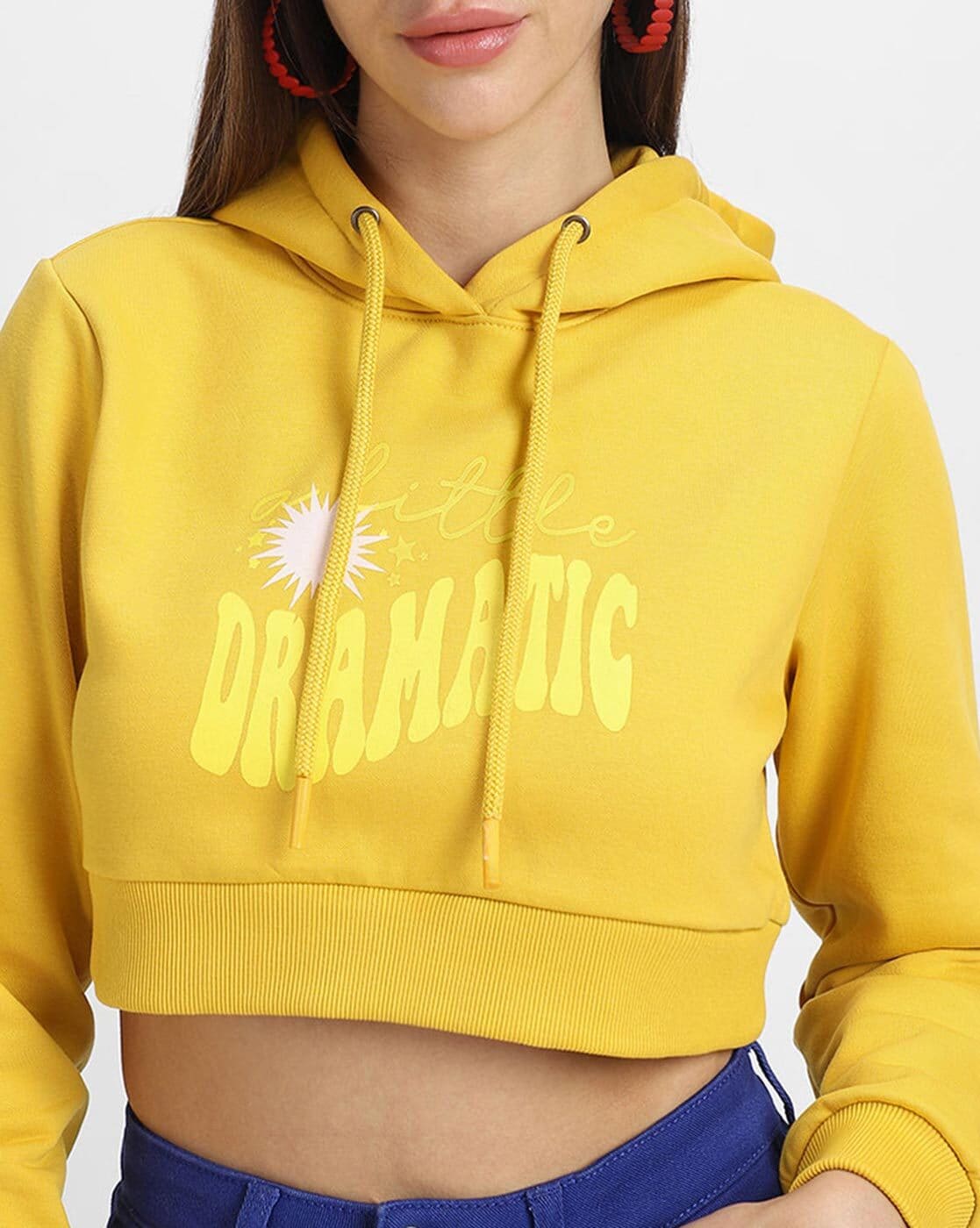 Yellow checkered cheap cropped hoodie