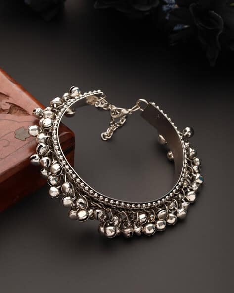 Jazz And Sizzle Silver-Plated Beaded Cuff Bracelet