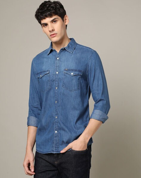 Buy Spykar Women Light Blue Cotton Slim Fit Denim Shirt Online at Best  Prices in India - JioMart.